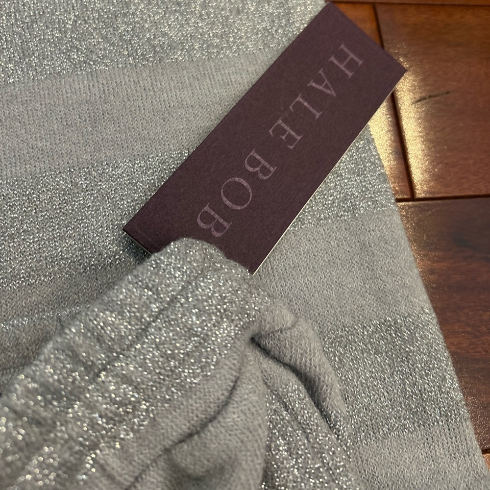 NWT-Hale Bob Metallic Stripe Jogger Pants Silver Gray Light Gray - Picture 7 of 13